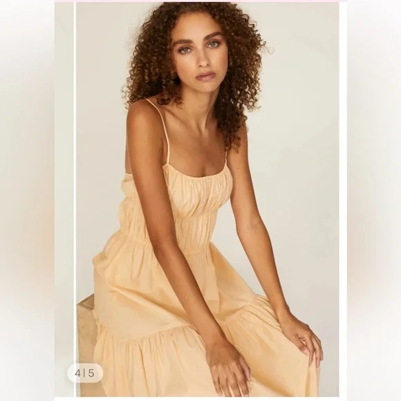 Vince ruched tiered midi dress in peach sz XL - Picture 11 of 12